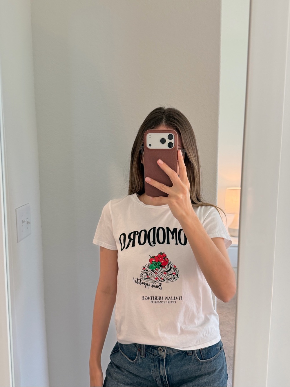 Stradivarius Pomodoro Graphic Tee White Size S